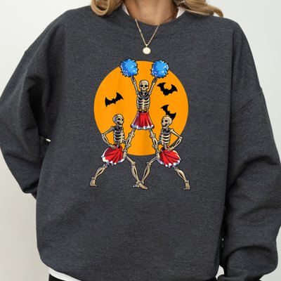 Cheerleader Skeleton Ghost Spooky Witch Meme Halloween Costume Design Sweatshirt