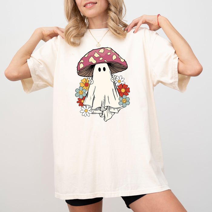 Mushroom Ghost Skeleton Spooky Witch Halloween Meme Costume Aesthetic Comfort Colors Tee