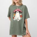 Medium Moss Dark Green Mushroom Ghost Skeleton Spooky Witch Halloween Meme Costume Aesthetic Comfort Colors Tee