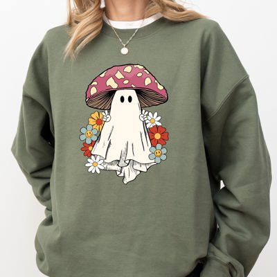 Mushroom Ghost Skeleton Spooky Funny Witch Aesthetic Meme Halloween Costume Sweatshirt
