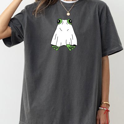 Frog Ghost Skeleton Spooky Witch Halloween Meme Costume Night Parade Comfort Colors Tee