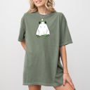 Large Moss Dark Green Frog Ghost Skeleton Spooky Witch Halloween Meme Costume Night Parade Comfort Colors Tee