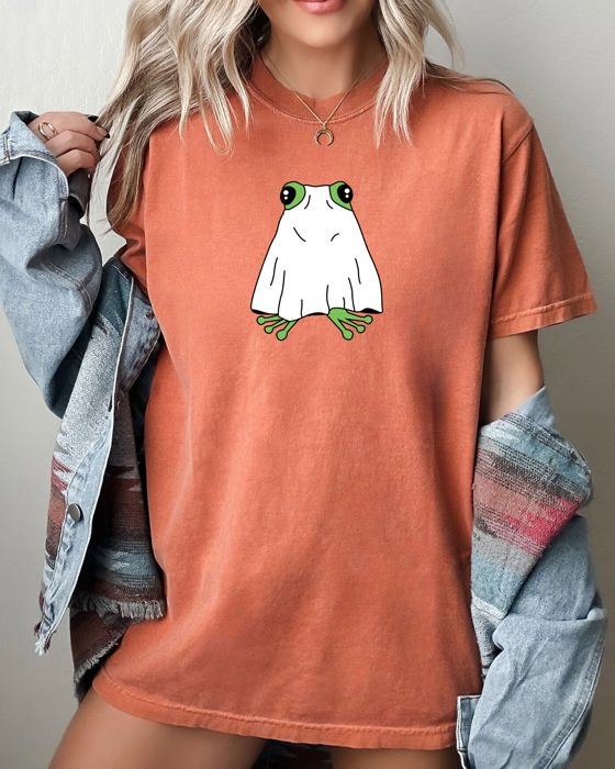 Frog Ghost Skeleton Spooky Witch Halloween Meme Costume Night Parade Comfort Colors Tee