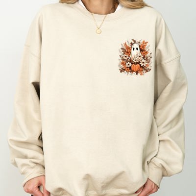 Floral Ghost Pocket Skeleton Spooky Witch Aesthetic Meme Halloween Costume Sweatshirt
