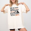 Small Ivory Cream Twist The Bones Cat Skeleton Spooky Ghost Witch Halloween Graphic Comfort Colors Tee