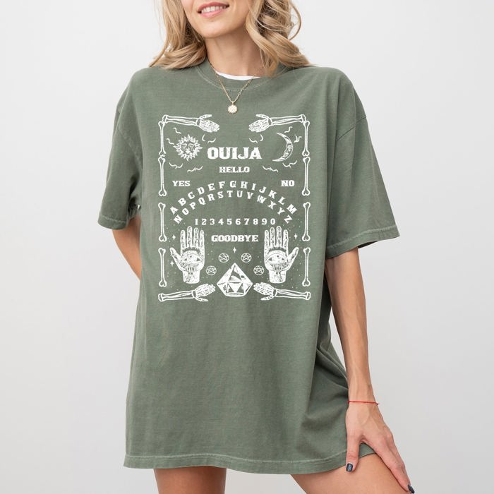 Spirit Board Skeleton Spooky Ghost Witch Meme Aesthetic Halloween Funny Comfort Colors Tee
