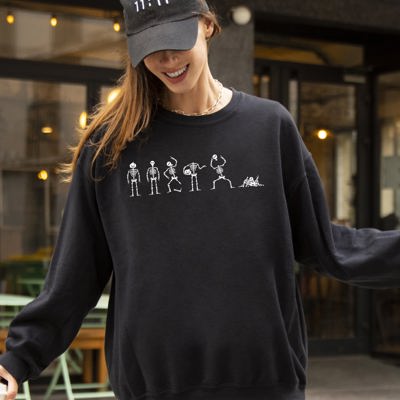 Dancing Skeletons Ghost Spooky Witch Halloween Costume Graphic Cozy Edition Sweatshirt