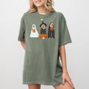 Large Moss Dark Green Dog Ghosts Skeleton Funny Pumpkin Spooky Witch Aesthetic Halloween Costume Meme Comfort Colors Tee