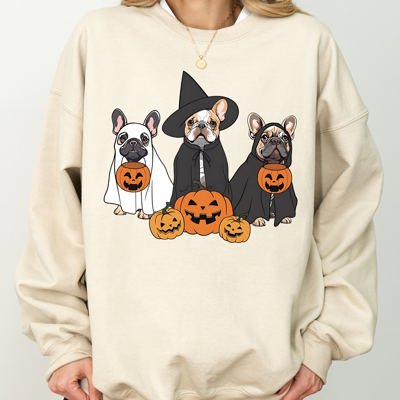 Ghost Dogs Skeleton Halloween Pumpkin Witch Meme Spooky Costume Graphic Sweatshirt