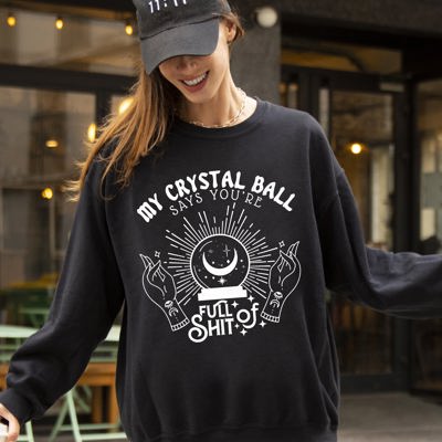 Crystal Ball Skeleton Pumpkin Spooky Witch Aesthetic Meme Halloween Costume Sweatshirt