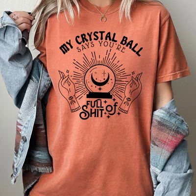 Crystal Ball Skeleton Funny Pumpkin Spooky Witch Aesthetic Meme Halloween Costume Comfort Colors Tee