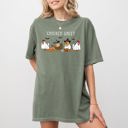 Medium Moss Dark Green Funny Halloween Meme Chicken Sheet Ghost Skeleton Witch Pumpkin Comfort Colors Tee