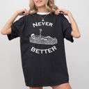 XL Black Never Better Skeleton Coffin Funny Pumpkin Spooky Witch Aesthetic Meme Halloween Costume Comfort Colors Tee