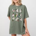 Medium Moss Dark Green Mini Ghosts Plant Lover Skeleton Coffin Pumpkin Spooky Witch Meme Halloween Costume Comfort Colors Tee