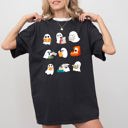 Large Black Book Lover Mini Ghosts Skeleton Coffin Pumpkin Spooky Witch Meme Halloween Costume Comfort Colors Tee