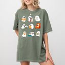 Medium Moss Dark Green Book Lover Mini Ghosts Skeleton Coffin Pumpkin Spooky Witch Meme Halloween Costume Comfort Colors Tee