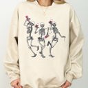 XXL Sand Dancing Skeletons Drinking Wine Ghost Spooky Witch Halloween Theme Comic Vibe Sweatshirt