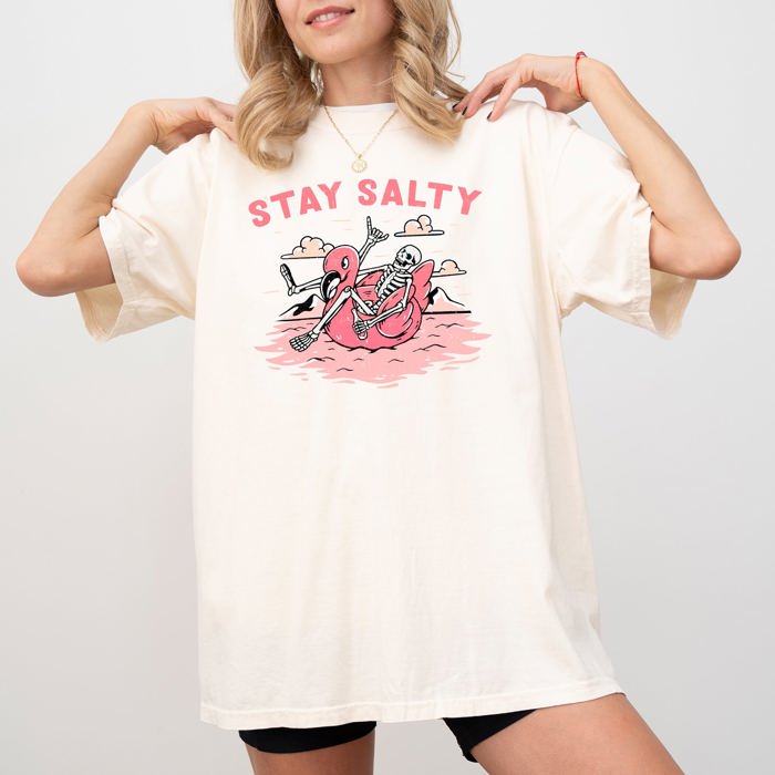 Stay Salty Skeleton Ghost Witch Halloween Meme Costume Spooky Comfort Colors Tee