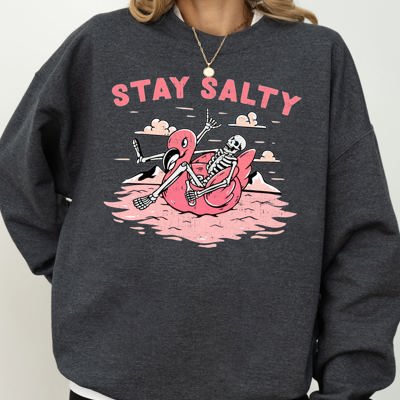 Stay Salty Skeleton Ghost Spooky Witch Aesthetic Meme Halloween Costume Sweatshirt