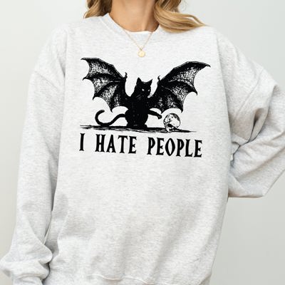 I Hate People Bat Skeleton Ghost Spooky Witch Aesthetic Meme Halloween Costume Sweatshirt