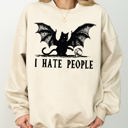 Medium Sand I Hate People Bat Skeleton Ghost Spooky Witch Aesthetic Meme Halloween Costume Sweatshirt