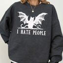 XL Dark Gray Heather I Hate People Bat Skeleton Ghost Spooky Witch Aesthetic Meme Halloween Costume Sweatshirt