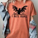  I Hate People Bat Skeleton Ghost Witch Halloween Night Scene Design Comfort Colors Tee