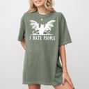 Large Moss Dark Green I Hate People Bat Skeleton Ghost Witch Halloween Night Scene Design Comfort Colors Tee