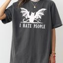Medium Pepper Dark Gray I Hate People Bat Skeleton Ghost Witch Halloween Night Scene Design Comfort Colors Tee