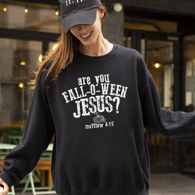 Are You Fall-O-Ween Jesus Skeleton Ghost Spooky Witch Meme Halloween Costume Sweatshirt