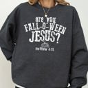 XXL Dark Gray Heather Are You Fall-O-Ween Jesus Skeleton Ghost Spooky Witch Meme Halloween Costume Sweatshirt