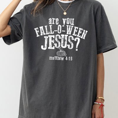Are You Fall-O-Ween Jesus Skeleton Ghost Spooky Witch Aesthetic Meme Halloween Costume Comfort Colors Tee