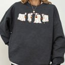 Large Dark Gray Heather Ghost Cows Farm Skeleton Witch Spooky Halloween Meme Dark Night Limited Edition Sweatshirt