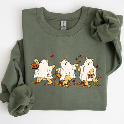 Ghost Pooh Bear Skeleton Halloween Spooky Witch Aesthetic Meme Costume Sweatshirt