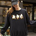 Medium Black Ghost Pooh Bear Skeleton Halloween Spooky Witch Aesthetic Meme Costume Sweatshirt