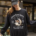 XL Black Salem Flying School Skeleton Funny Spooky Witch Aesthetic Meme Halloween Costume Sweatshirt