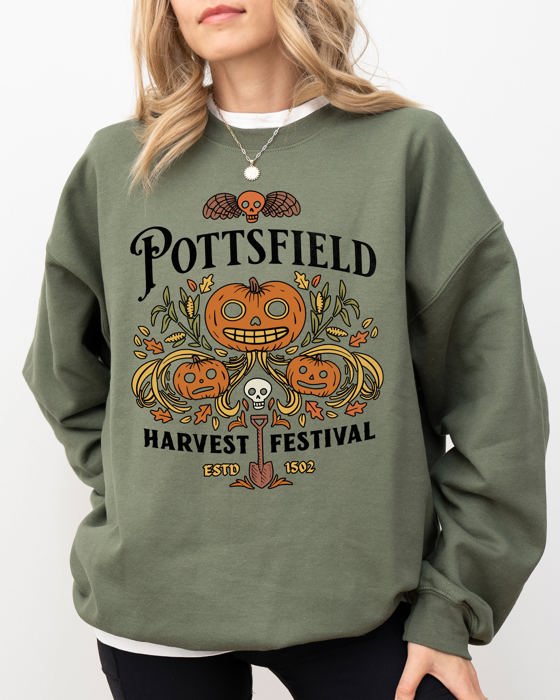 Pottsfield Harvest Festival Spooky Witch Meme Halloween Costume Celebration Theme Sweatshirt