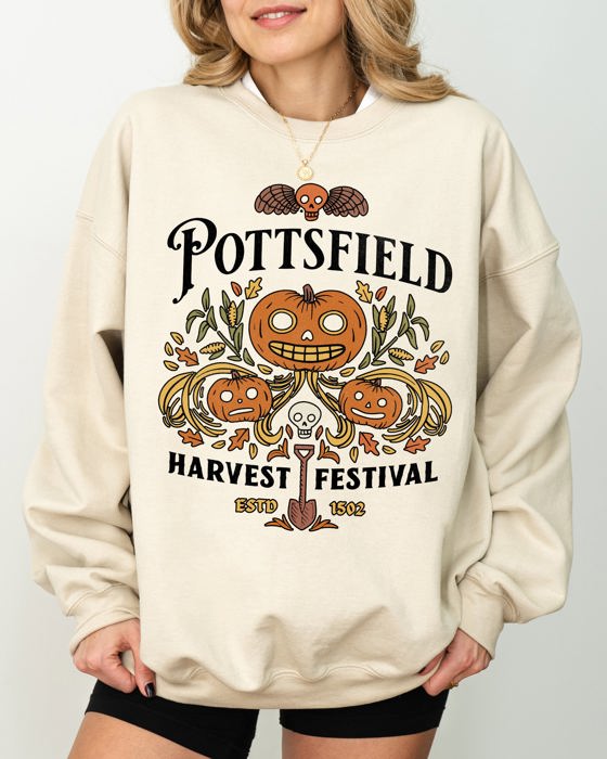 Pottsfield Harvest Festival Spooky Witch Meme Halloween Costume Celebration Theme Sweatshirt