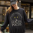Large Black Bunch Of Hocus Pocus Cat Witch Aesthetic Spooky Meme Halloween Costume Sweatshirt