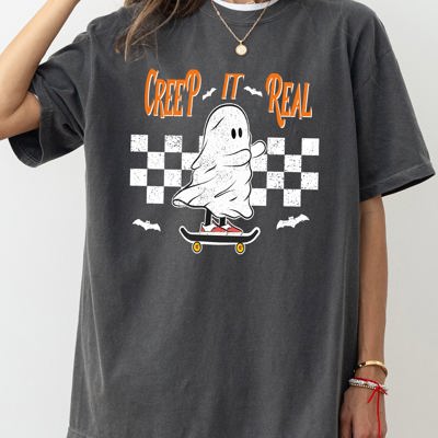 Creep It Real Ghost Skeleton Spooky Witch Halloween Costume T Shirt Comfort Colors Tee