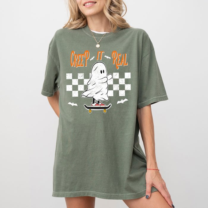 Creep It Real Ghost Skeleton Spooky Witch Halloween Costume T Shirt Comfort Colors Tee