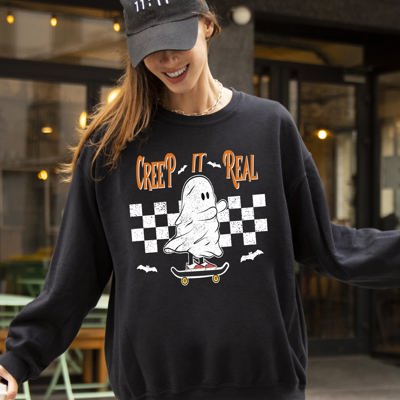 Creep It Real Ghost Skeleton Witch Halloween Meme Costume Night Spook Edition Sweatshirt