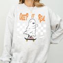 XXL Ash Light Gray Creep It Real Ghost Skeleton Witch Halloween Meme Costume Night Spook Edition Sweatshirt