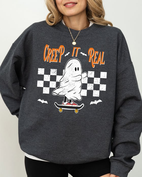 Creep It Real Ghost Skeleton Witch Halloween Meme Costume Night Spook Edition Sweatshirt