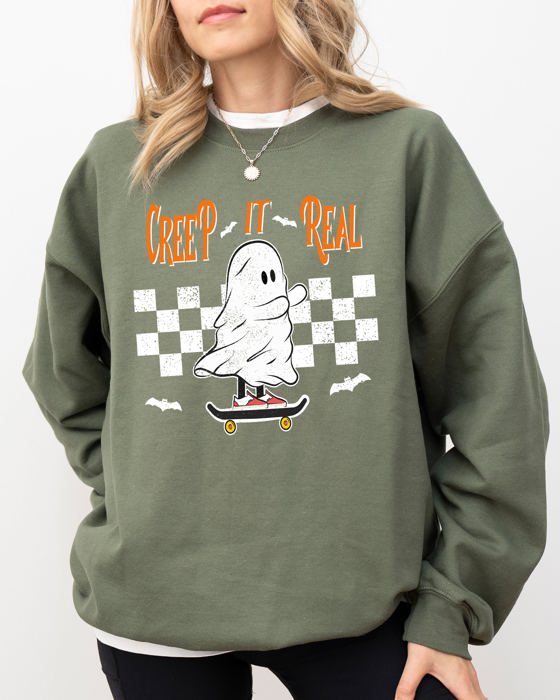 Creep It Real Ghost Skeleton Witch Halloween Meme Costume Night Spook Edition Sweatshirt
