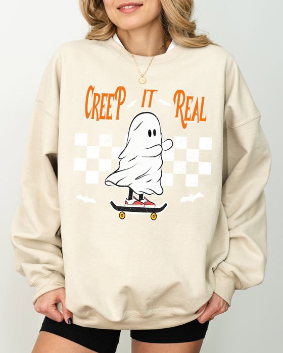 Creep It Real Ghost Skeleton Witch Halloween Meme Costume Night Spook Edition Sweatshirt