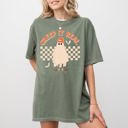 Medium Moss Dark Green Creep It Real Retro Ghost Skeleton Funny Spooky Witch Aesthetic Meme Halloween Costume Comfort Colors Tee