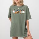 Medium Moss Dark Green Mini Chickens Witch Skeleton Meme Halloween Costume Spooky Aesthetic Comfort Colors Tee