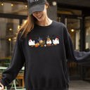 XXXL Black Mini Chickens Witch Skeleton Meme Halloween Aesthetic Funny Spooky Costume Sweatshirt