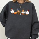 XL Dark Gray Heather Mini Chickens Witch Skeleton Meme Halloween Aesthetic Funny Spooky Costume Sweatshirt